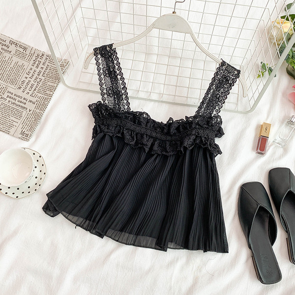 Maieu modern de damă cu bretele din dantelă