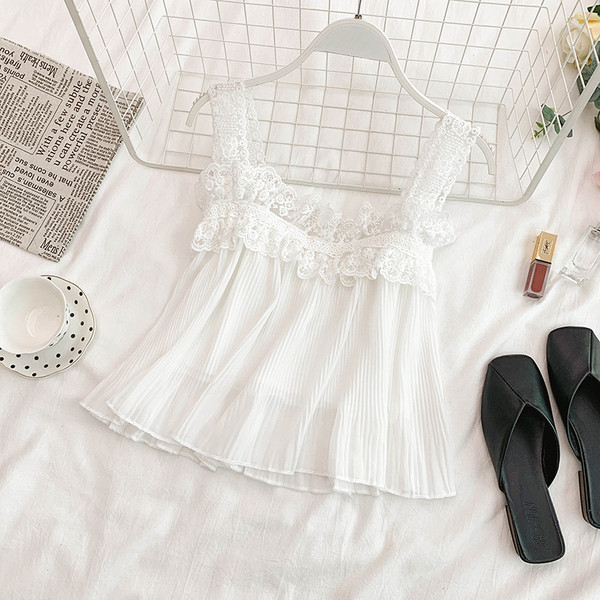 Maieu modern de damă cu bretele din dantelă