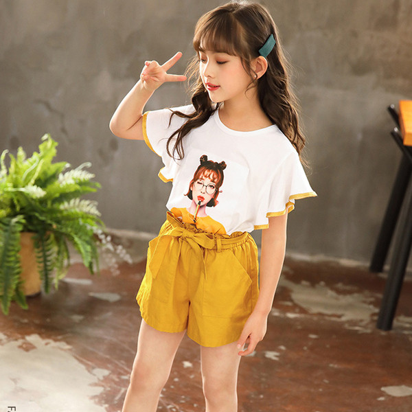 Kétrészes blúzból és nadrágból álló, mindennapi gyerekkészlet lányoknak