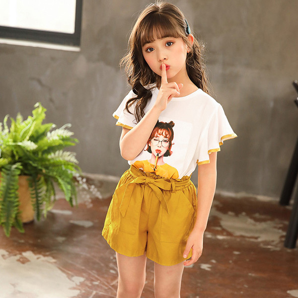 Kétrészes blúzból és nadrágból álló, mindennapi gyerekkészlet lányoknak