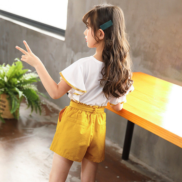 Kétrészes blúzból és nadrágból álló, mindennapi gyerekkészlet lányoknak