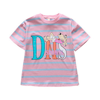 Детска модерна тениска за момичета в бял и розов цвят