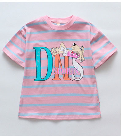 Детска модерна тениска за момичета в бял и розов цвят