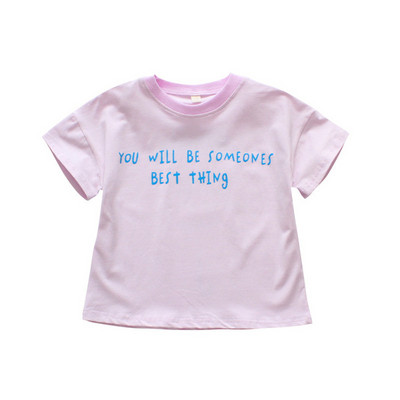Ежедневна детска тениска за момичета в два цвята с надписи