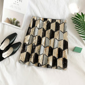 Stílusos női szoknya magas derékkal és flitterekkel, két színben