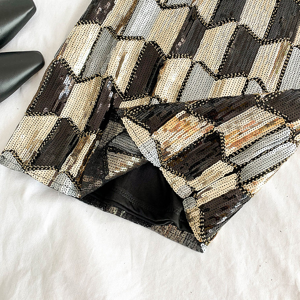 Stílusos női szoknya magas derékkal és flitterekkel, két színben