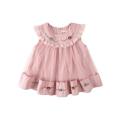 Modern gyerekruha O-nyakkal és hímzéssel