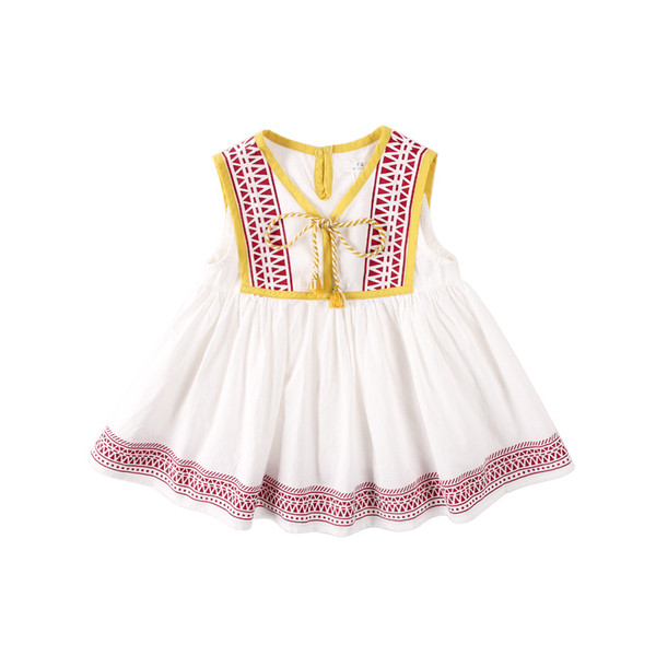 Rochie moderna pentru copii pentru fete cu broderie in alb