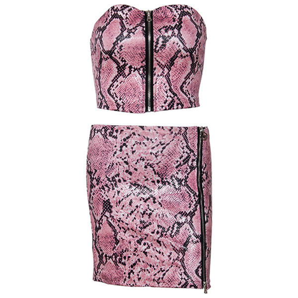Modern női szett - rövid mellszobor és szoknya rózsaszín cipzárral