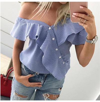 Stílusos női blúz rövid ujjal és gombokkal több színben