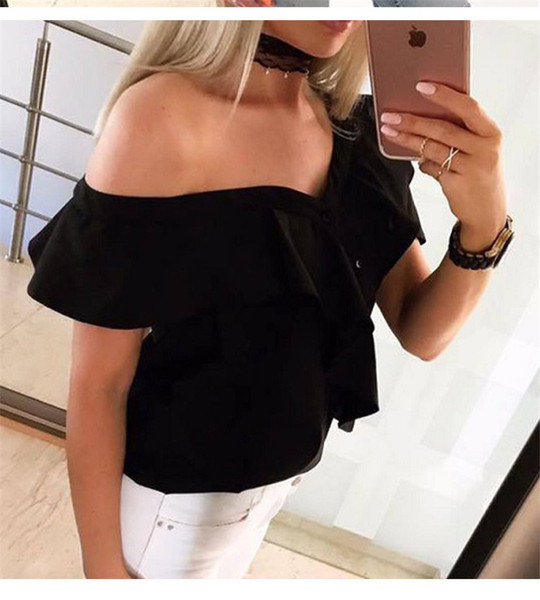 Stílusos női blúz rövid ujjal és gombokkal több színben