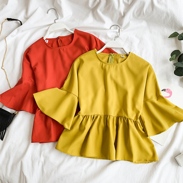 Női modern ing rövid lótusz ujjal, több színben