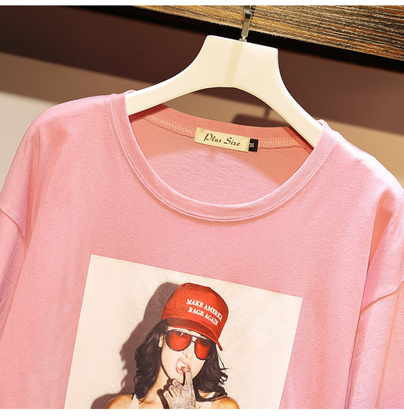 Modern blúz és hosszú farmer készlet nyomtatással