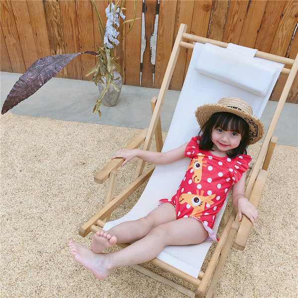 Gyermek teljes fürdőruha lányoknak piros színben, rátéttel