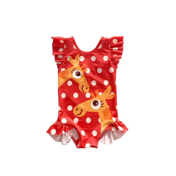 Gyermek teljes fürdőruha lányoknak piros színben, rátéttel