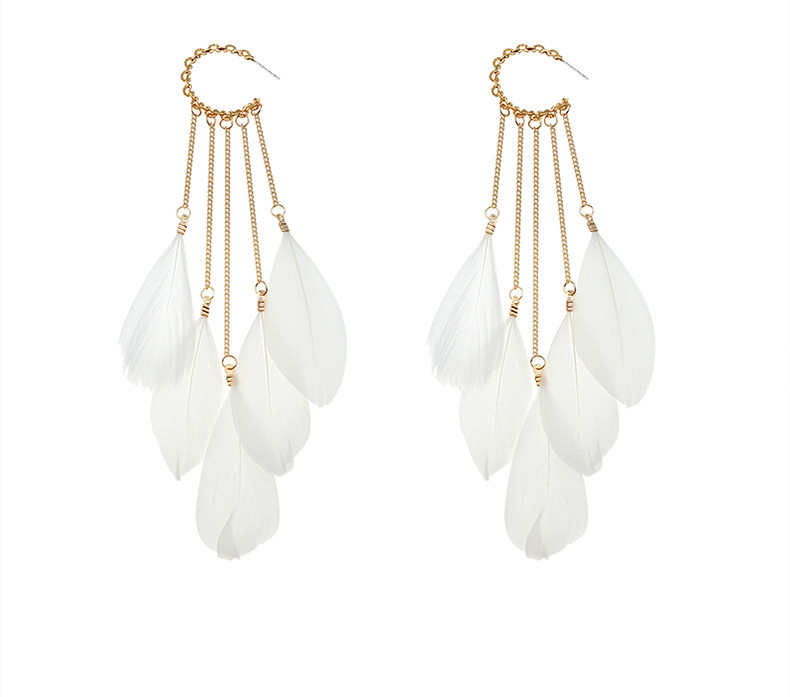 Női hosszú fülbevaló két színben, tollal