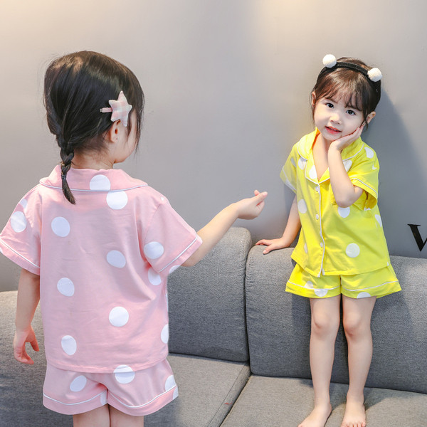 Nyári gyerek pizsama lányoknak két részben több színben