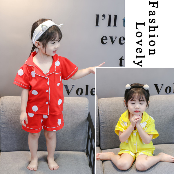 Nyári gyerek pizsama lányoknak két részben több színben