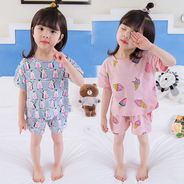 Modern gyerek pizsama lányoknak rózsaszín és kék mintával