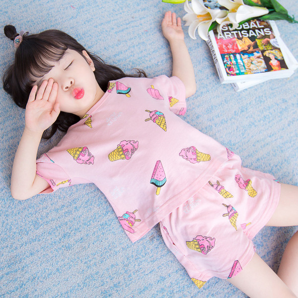 Modern gyerek pizsama lányoknak rózsaszín és kék mintával