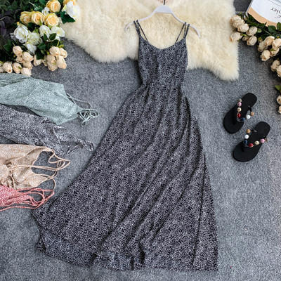 Rochie lunga de dama cu bretele subtiri in mai multe culori