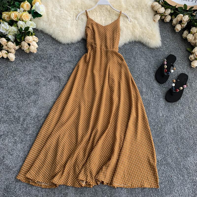 Rochie lunga de dama cu bretele subtiri in mai multe culori