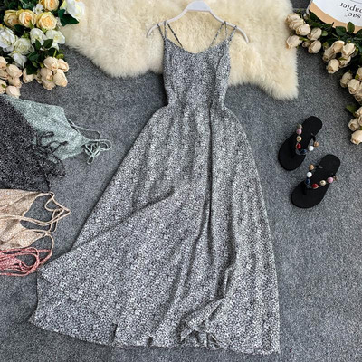 Rochie lunga de dama cu bretele subtiri in mai multe culori