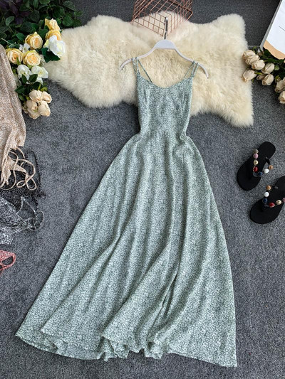 Rochie lunga de dama cu bretele subtiri in mai multe culori