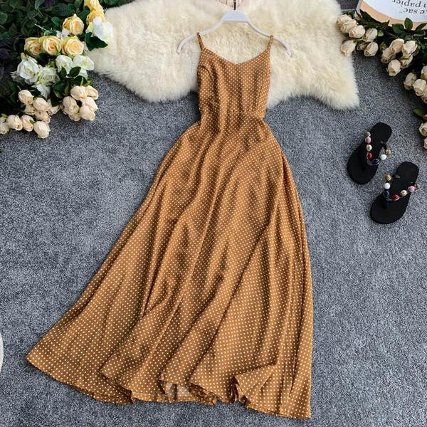 Rochie lunga de dama cu bretele subtiri in mai multe culori