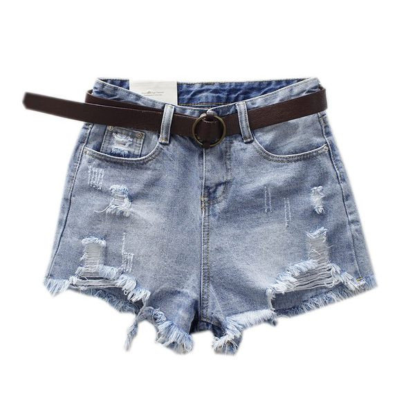 Modern női rövidnadrág szakadt motívumokkal, kék színben