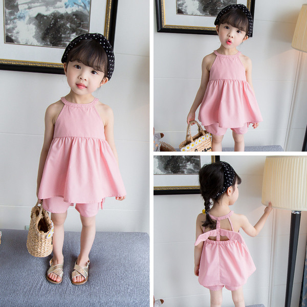 Set de zi cu zi pentru fete, inclusiv un maiou cu decor 3D și pantaloni scurți roz