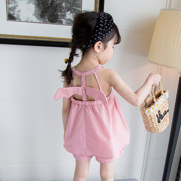 Set de zi cu zi pentru fete, inclusiv un maiou cu decor 3D și pantaloni scurți roz