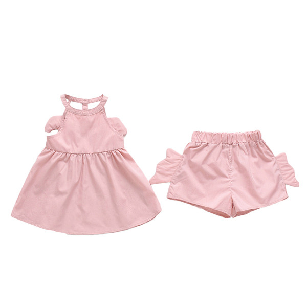 Set de zi cu zi pentru fete, inclusiv un maiou cu decor 3D și pantaloni scurți roz