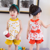 Kétrészes gyerekkészlet sárga és narancssárga szalaggal