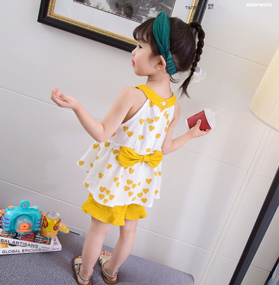 Kétrészes gyerekkészlet sárga és narancssárga szalaggal