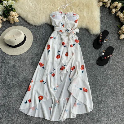 Rochie de vara de dama eleganta model asimetric in doua culori