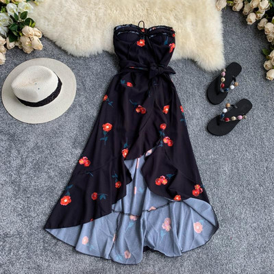 Rochie de vara de dama eleganta model asimetric in doua culori