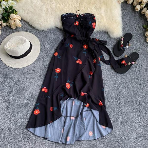 Rochie de vara de dama eleganta model asimetric in doua culori