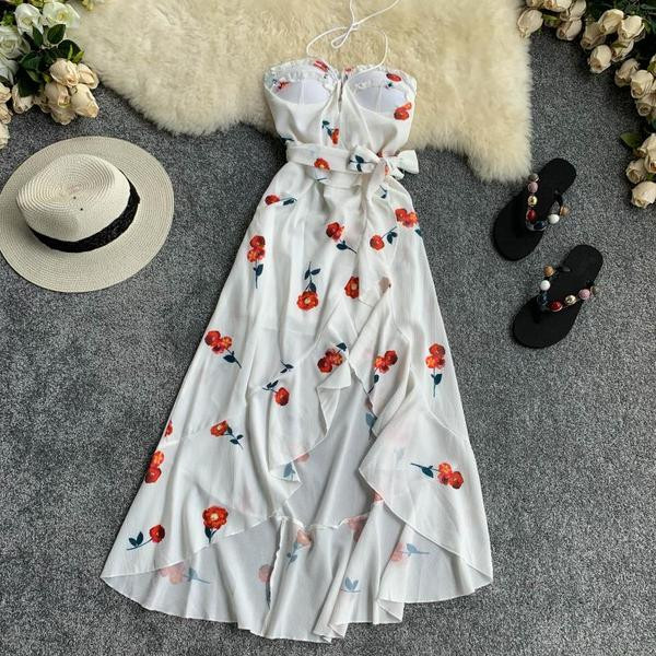 Rochie de vara de dama eleganta model asimetric in doua culori