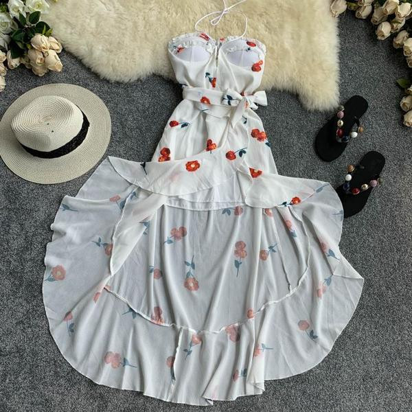 Rochie de vara de dama eleganta model asimetric in doua culori