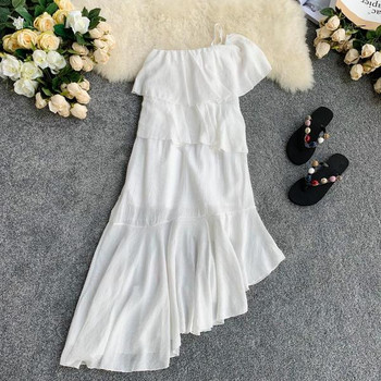 NOU Rochie elegantă de damă cu o singură mânecă și aplicație colorată - inimă