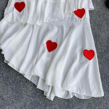 NOU Rochie elegantă de damă cu o singură mânecă și aplicație colorată - inimă