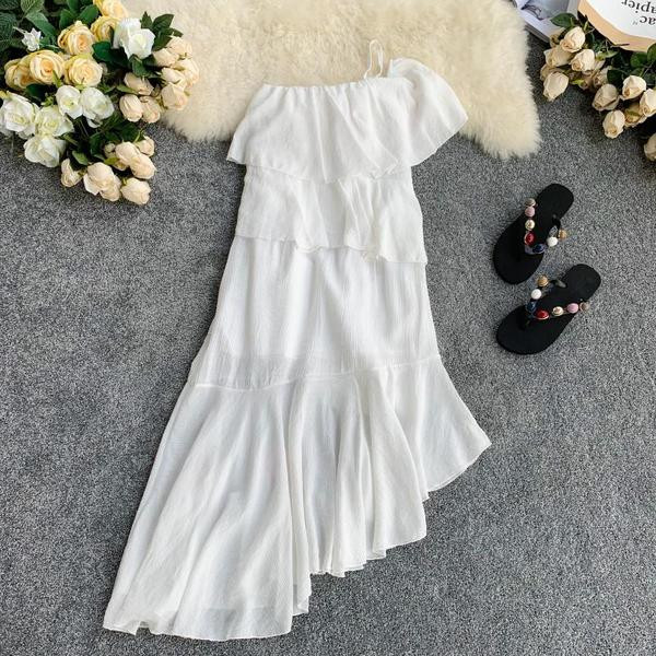 NOU Rochie elegantă de damă cu o singură mânecă și aplicație colorată - inimă