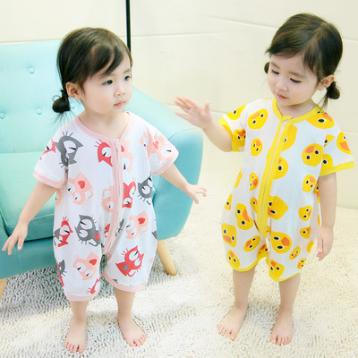 Детска лятна пижама за момичета с десен и цип в два цвята