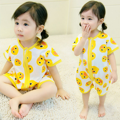 Pijamale de vara copii pentru fete cu model si fermoar in doua culori
