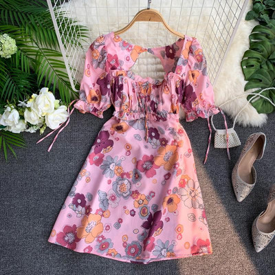 Rochie de vara dama cu maneci scurte si model floral