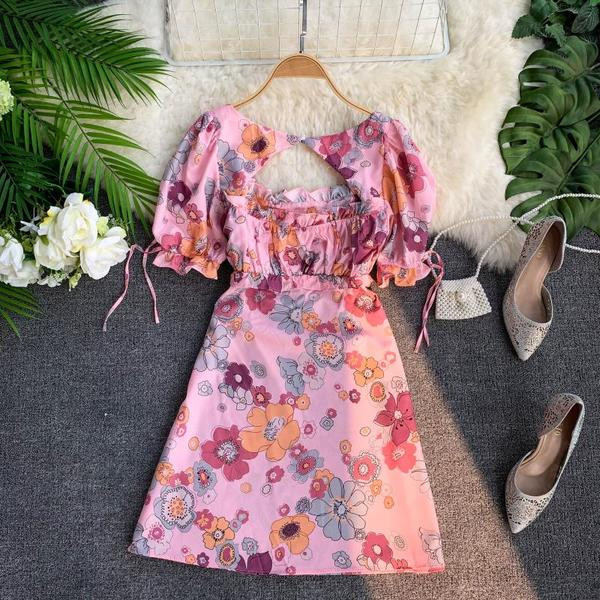 Rochie de vara dama cu maneci scurte si model floral