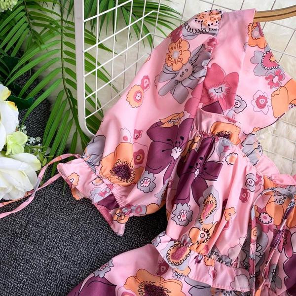 Rochie de vara dama cu maneci scurte si model floral