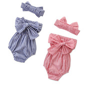Gyermek fürdőruha rózsaszín és kék szalaggal