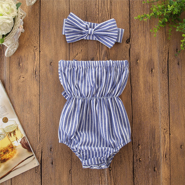 Gyermek fürdőruha rózsaszín és kék szalaggal